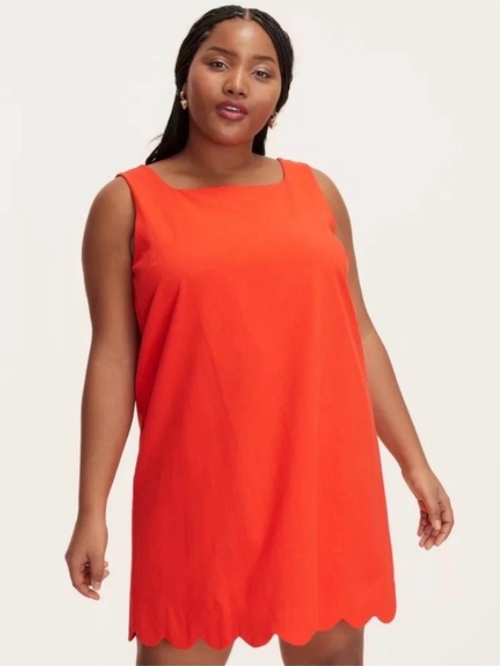 kate spade X Target Vibrant Coral-Red Sleeveless Dress scalloped bottom medium